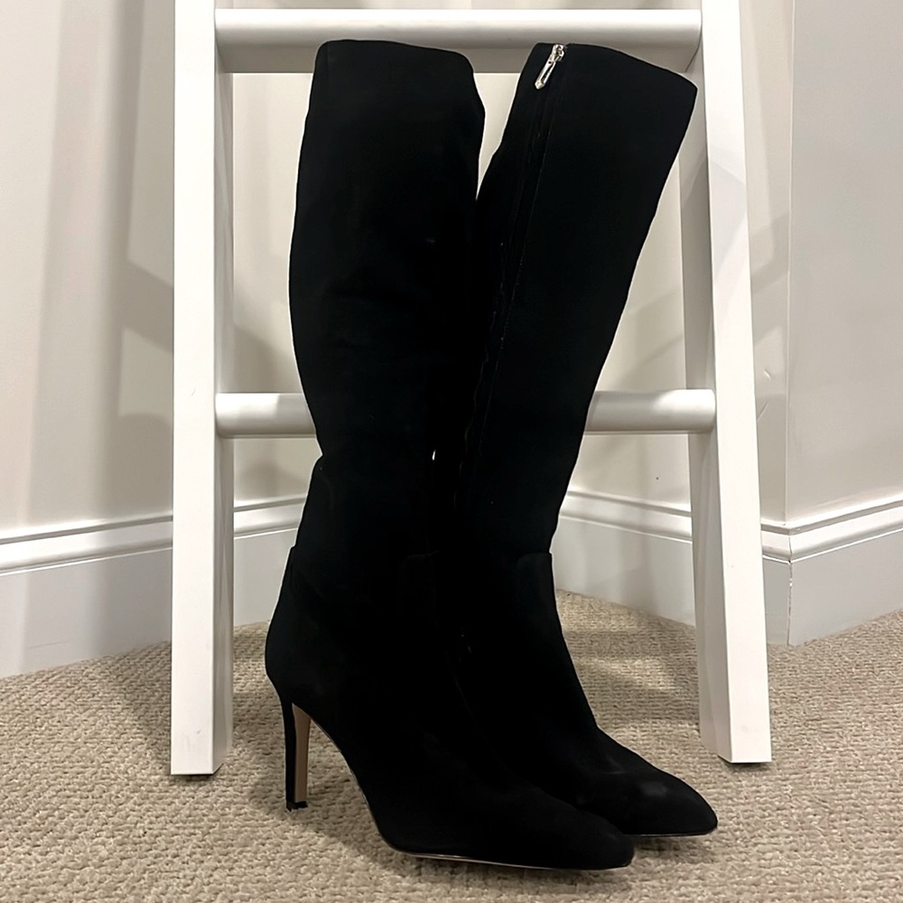Black Suede Sam Edelman Knee Highh Heeled Boots